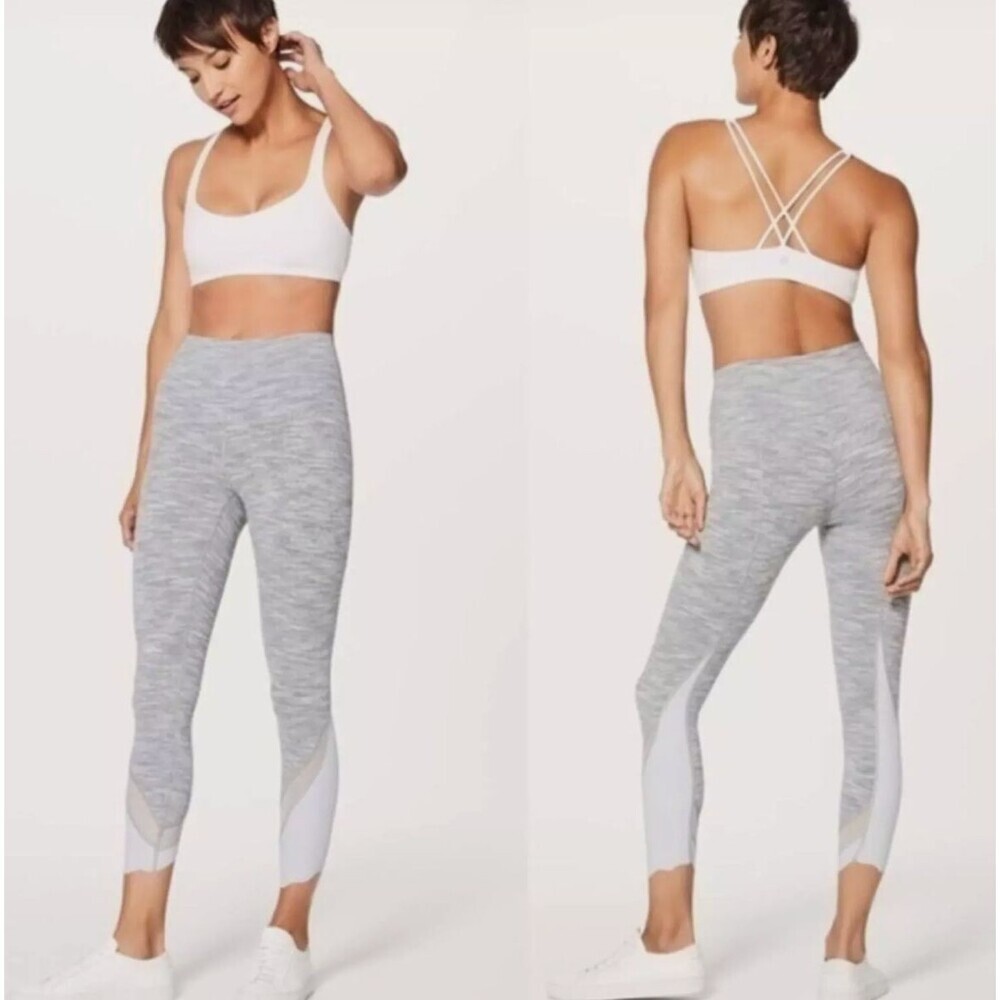 Lululemon Wunder Under Crop II (Special Edition) Gray Scallop 23" Sz 4 READ